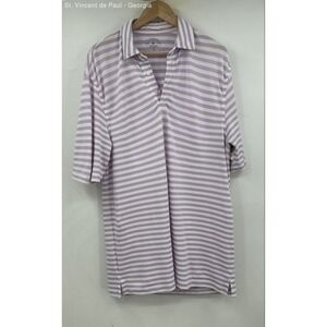 H. Stockton Atlanta Short Sleeve Striped Polo Shirt Men's Medium‎ Purple White
